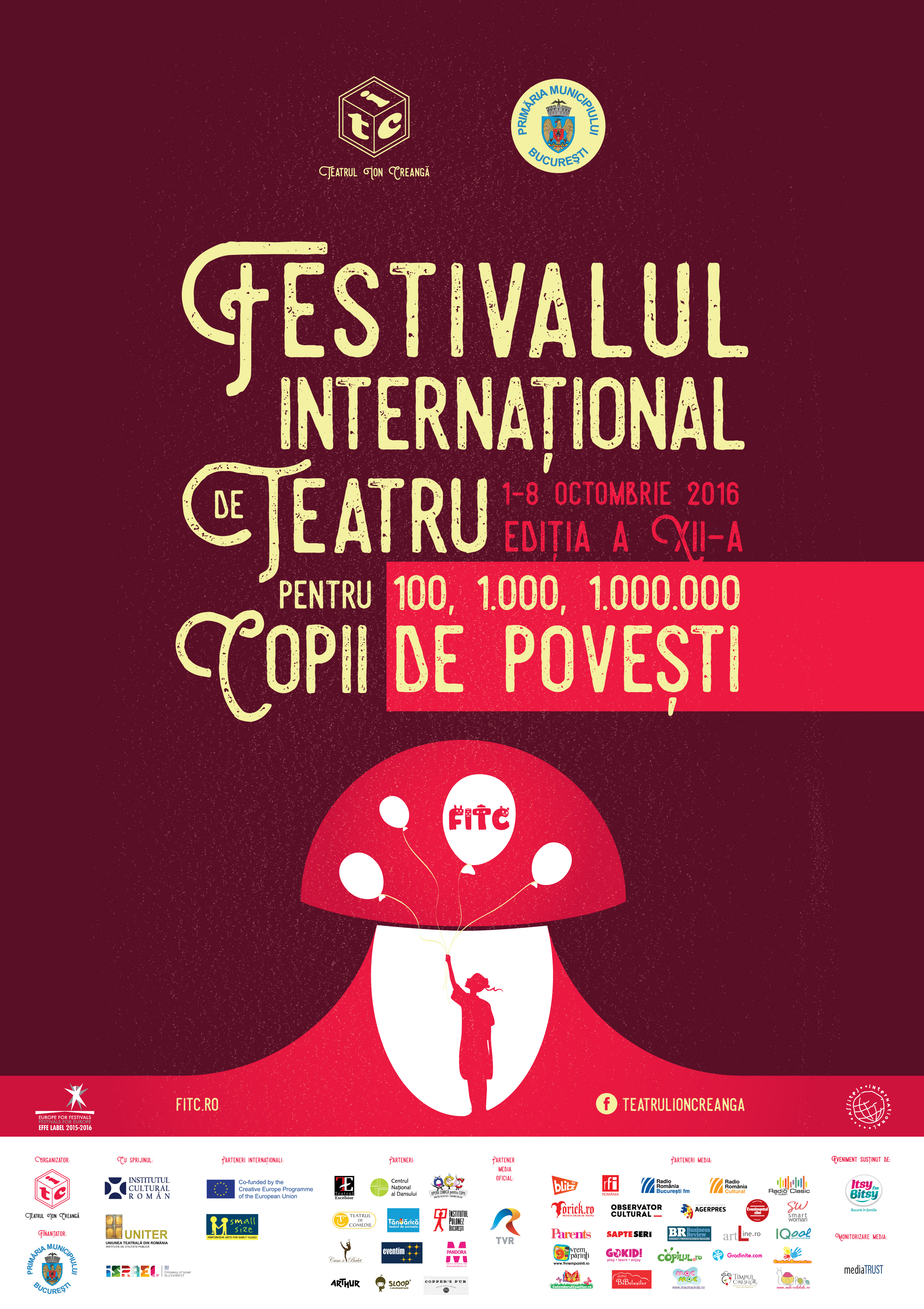 afiș festivalul Internațional de Teatru ”100, 1.000, 1.000.000 de povești” 2016